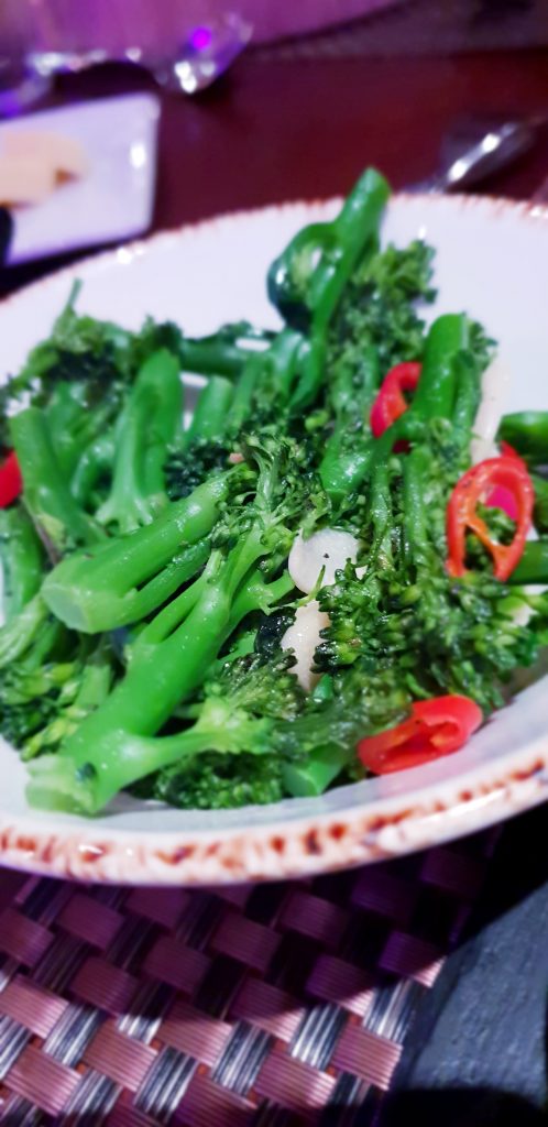 tenderstem broccoli with chilli and garlic at worsley park