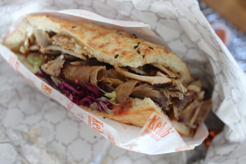 A close up of the classic german doner kebab